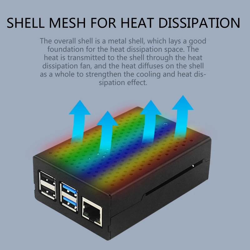 For Raspberry Pi 4B Armor Case Aluminum Alloy Passive Cooling Enclosure with Cooling Fan for Pi 4B Protector Cooler