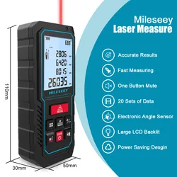 Mileseey S2 Laser Measure Rangefinder Handhold Mini Distance Range Finder Angle Meter Fast Result Screen For Home Construction