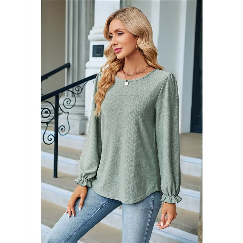 

AOAO-Womens Long Puff Sleeve Shirts Casual Tops Dressy Blouses Tunic Fall Fashion 2025 Trendy Loose Outfits