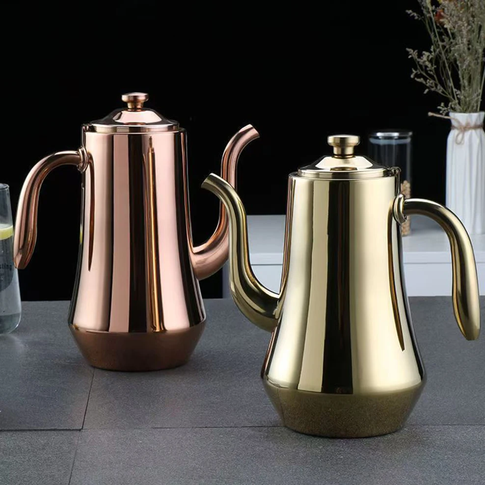 Food grade stainless steel tea kettle, Large capacity long mouth with tea strainer, Restaurant teapot, Heatable kettle, 1.5L
