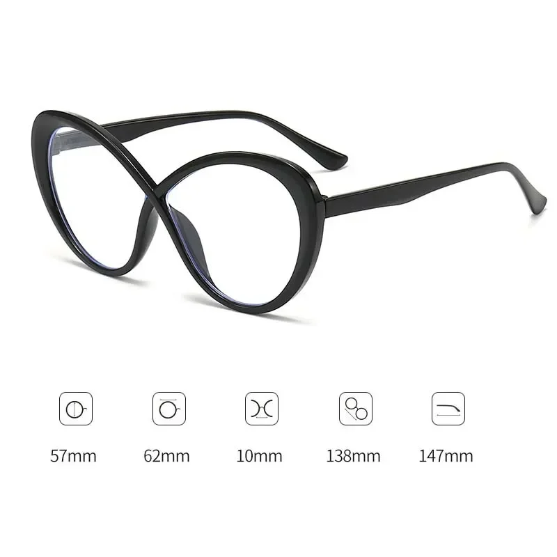 Gafas fotocromáticas con diseño curvo a la moda para mujer, montura óptica de gran tamaño, gafas de protección para los ojos, gafas para ordenador de oficina