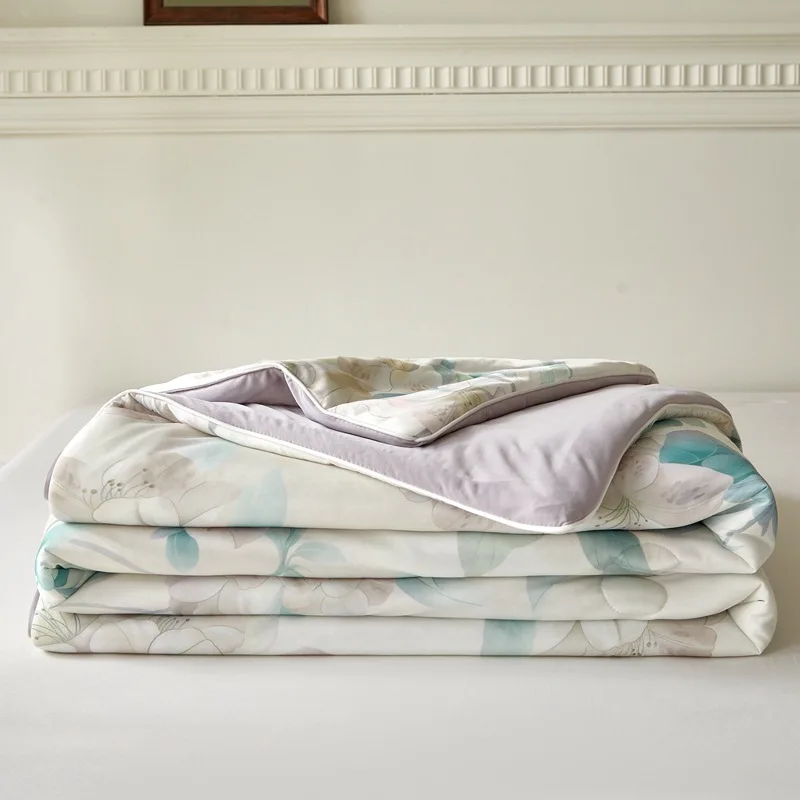 

A-Class Knitted Cotton Print Summer Quilt, Cool Feeling Silk Soft Blanket, Air-Conditioned Single Double Blanket Quilt ﻿