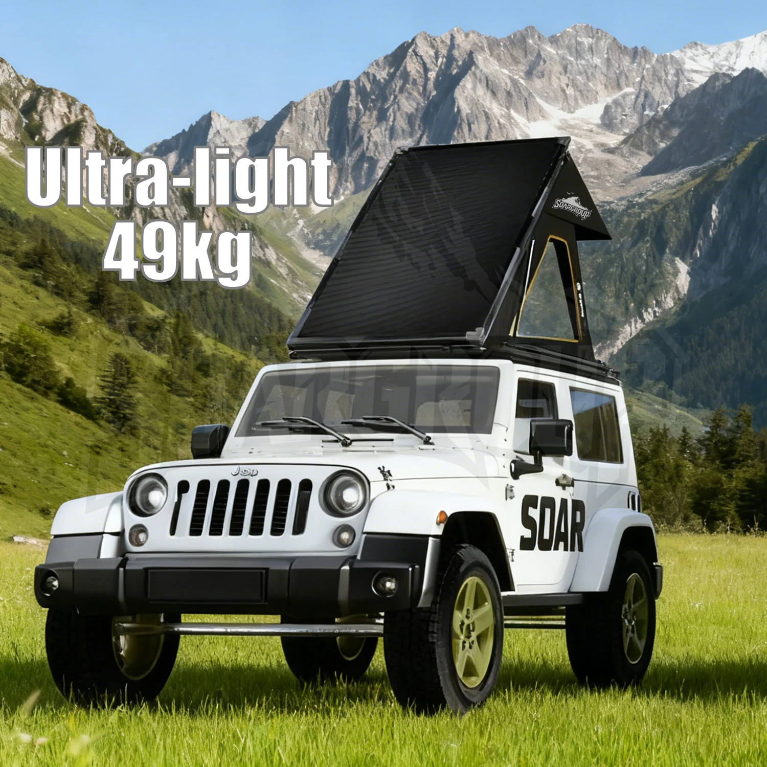 

2026 New Ultra Thin Triangle Roof Top Tent 8cm Slim Design 49KG Lightweight Four-season Double Layer Quick Automatic 2-3 Person