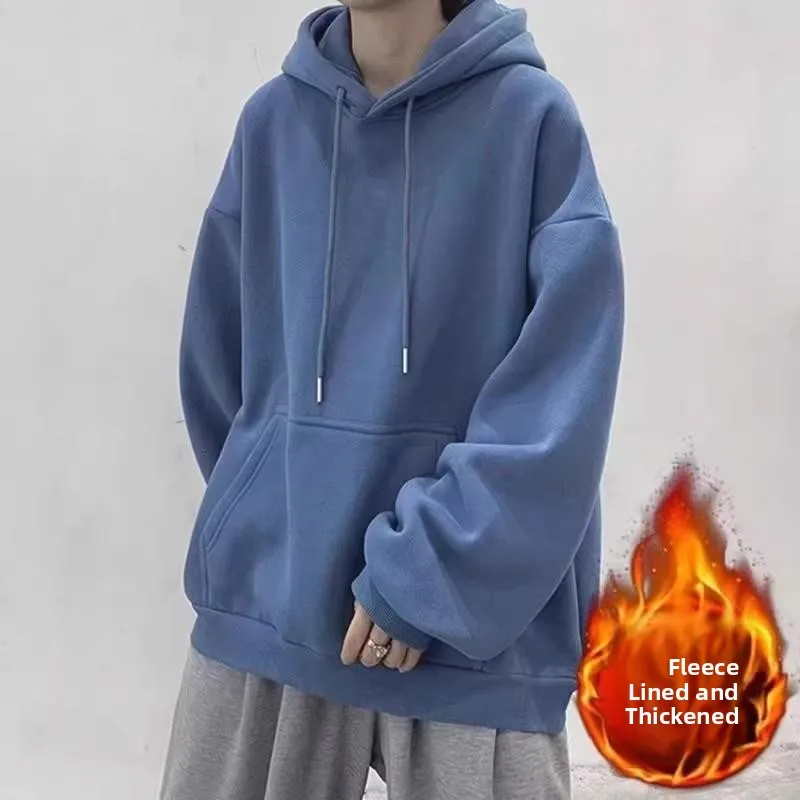 American Sle Hooded Thiened Fce Men's Sweatirt Autumn Winter Warm Outerwear Casual Youth ular Loose Fit Hoodie