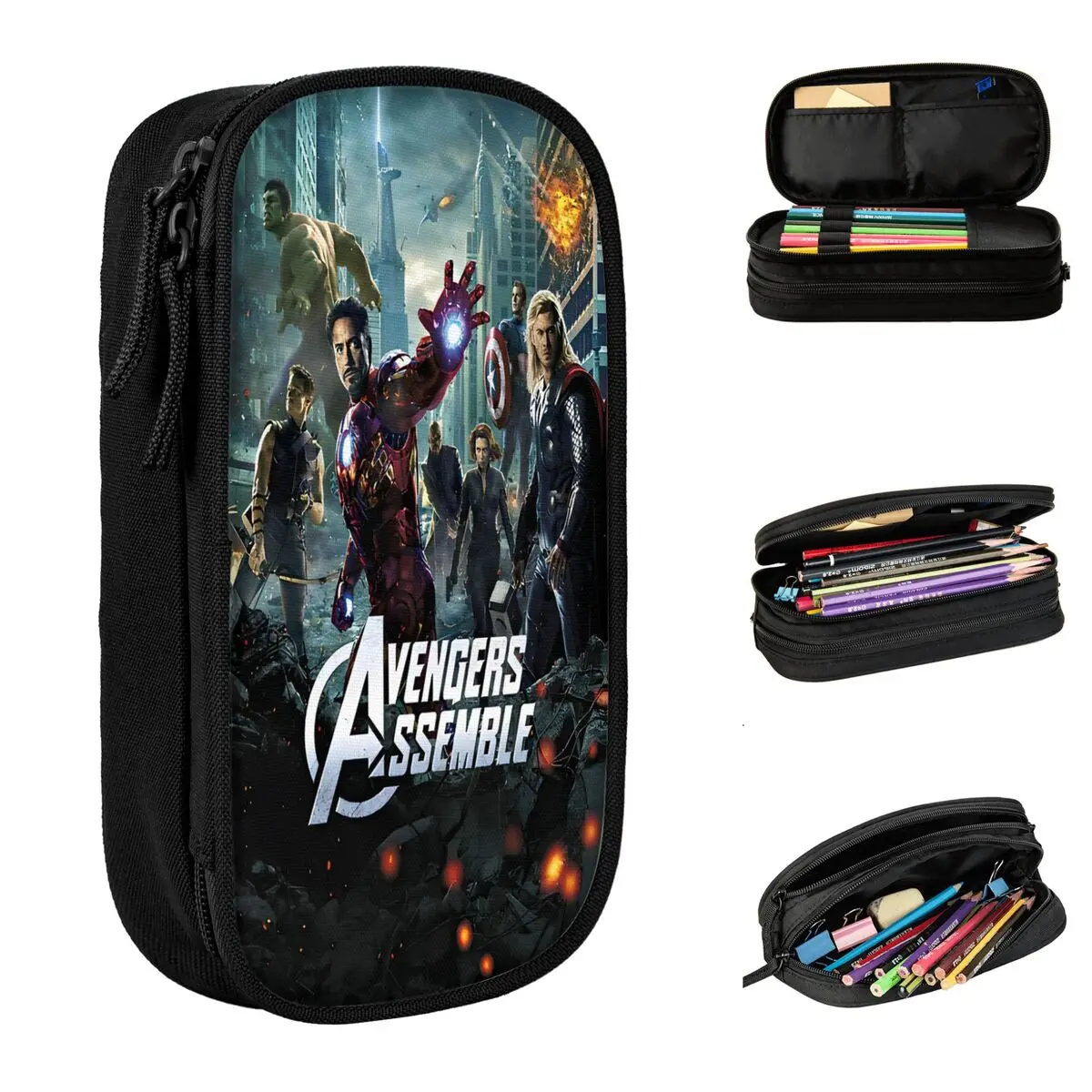 The Avengers Heros Hero Kid's Pencil Case Double Layer Large Capacity School Accessories Pencil Box Amazing Gift for Children