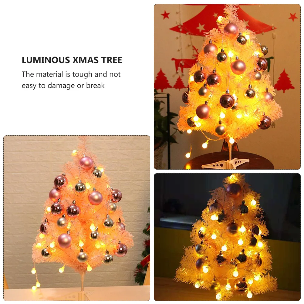 

Mini Christmas Tree Decoration Ornament Desktop Table Trees Luminous Adornment Decorative Pink Lovely Xmas Tabletop