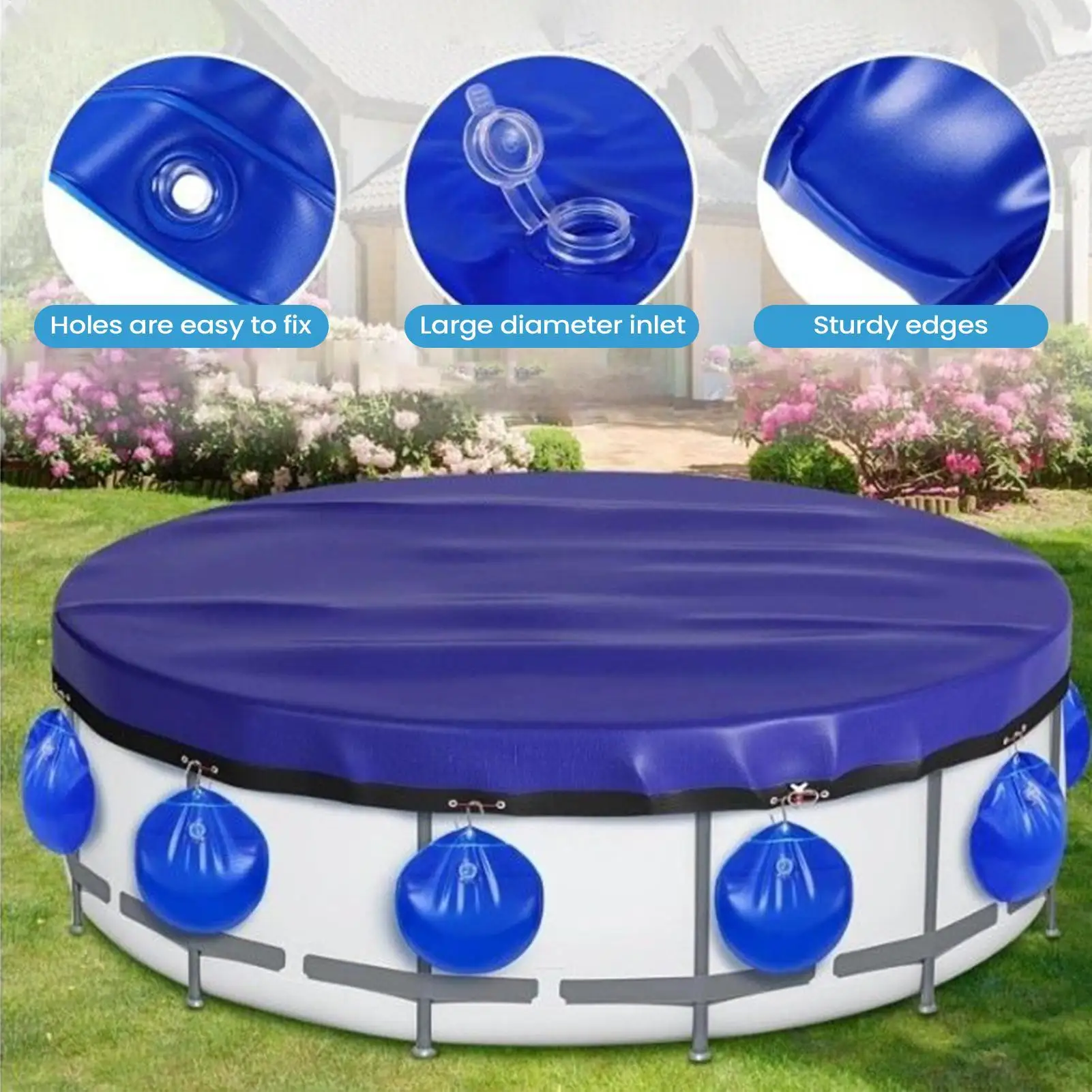 Pool Cover Weights 10 Pieces Hangable Pool Water Bags With Buckle Swimming Tub Weights For Poolside Backyard Garden Winter