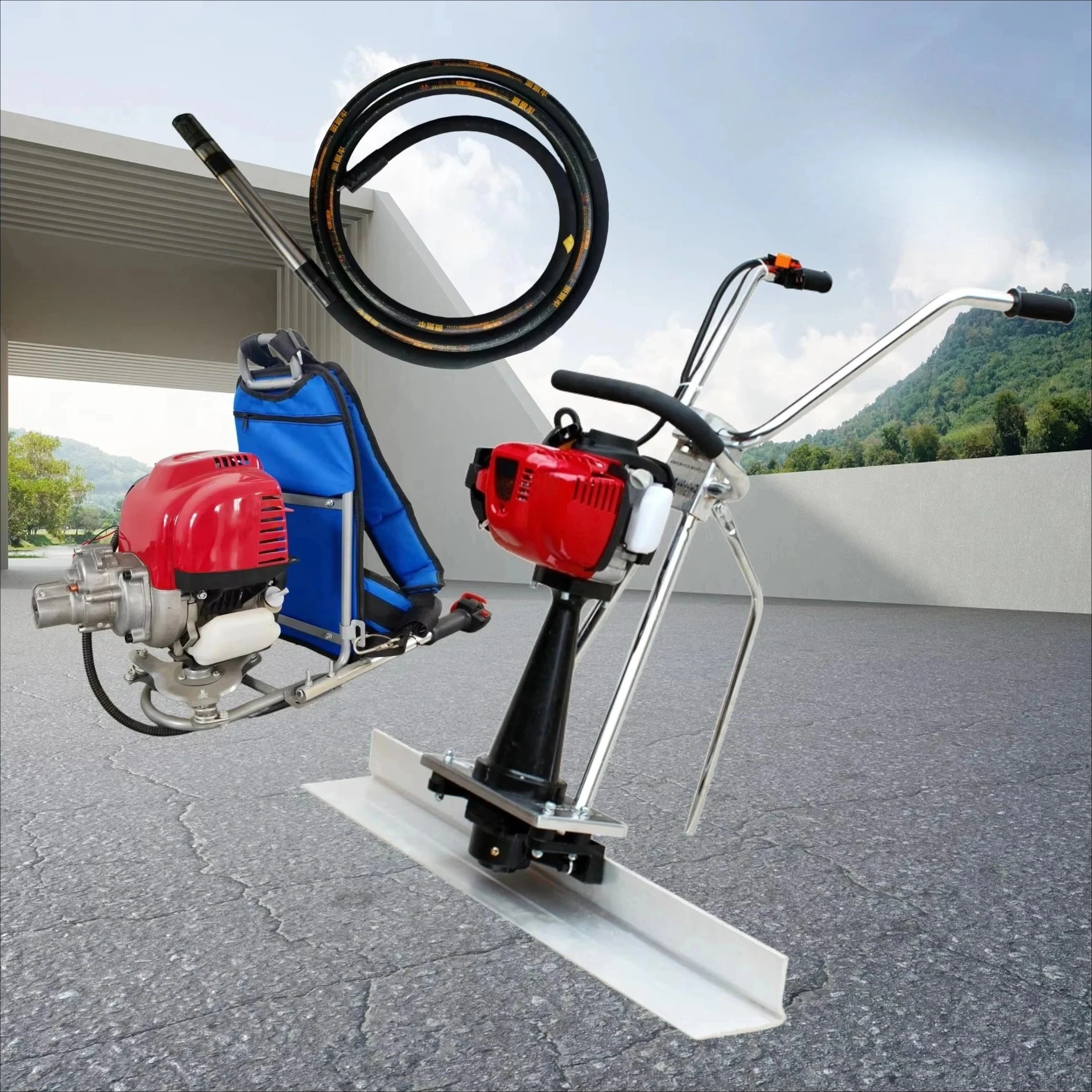 Concrete Vibratory Machine Set Backpack Vibrator + Leveling Ruler