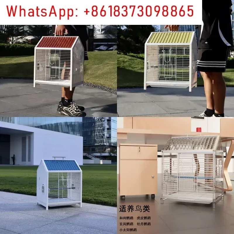 1pcs Splash-proof Horizontal Silk Bird Cage for Parrot with Peony Tiger Skin Pattern Transparent Ornamental Design
