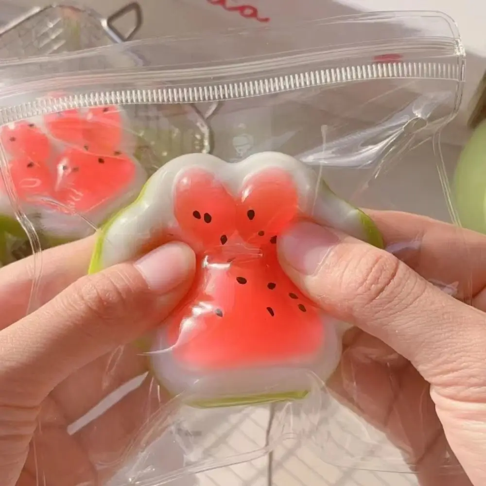 Creative Watermelon Cat Paw Squeeze Paw Design Cute Summer Sensory Fidget Ball Pinch Realistic Slow Rebound Adults