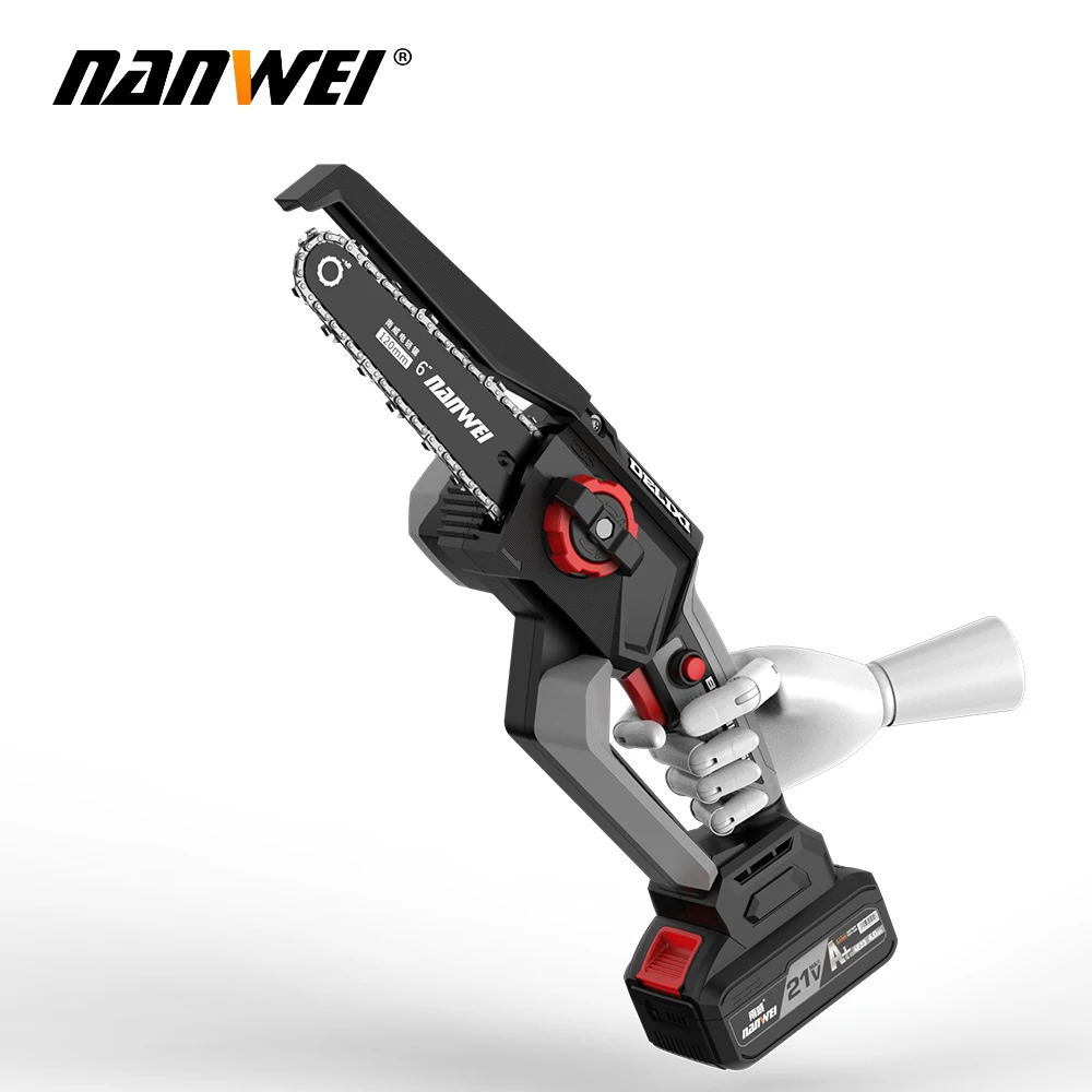 NANWEI Juego de herramientas eléctricas de alta velocidad Motos sin escobillas de 6 y 8 pulgadas Sierra de cadena con batería de litio para corte de madera