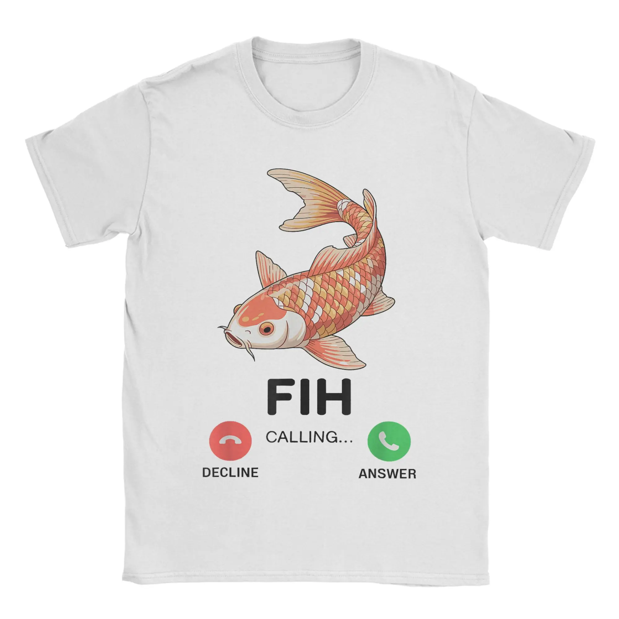 

Men's Fish Calling Funny Misspelled Fish Meme Message Fih T Shirts Cotton Tops Summer Short-Sleeved T Shirt Tshirt Plus Size