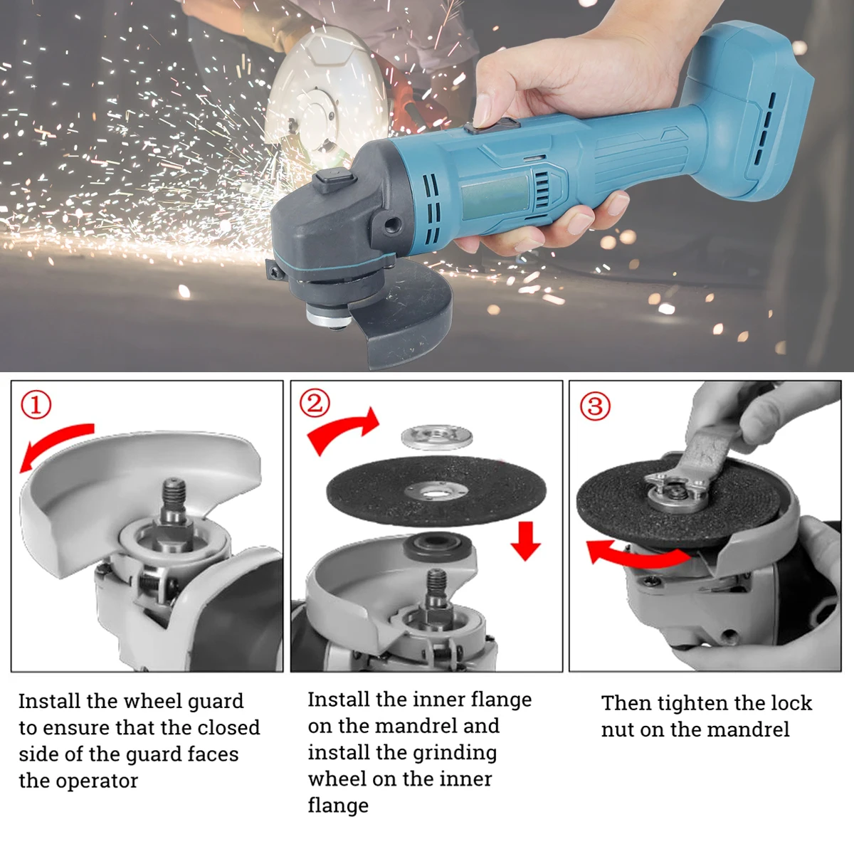 100mm Brushless Angle Grinder 8000 rpm Polishing Cutting Machine Cordless Electric Grinder Power Tool for Makita 18V Battery