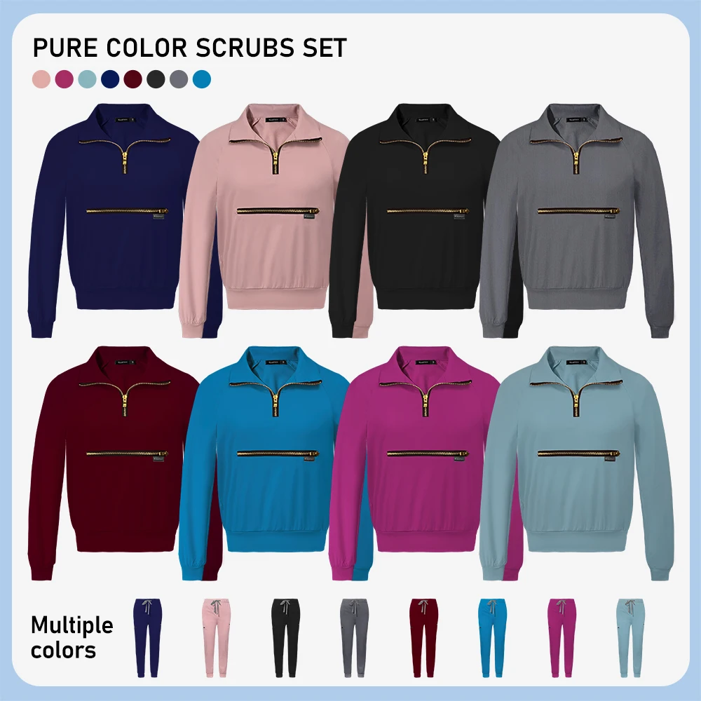 Niaahinn Multicolor Beautician Workwear Solid Color Beauty Salon Work Uniforms Pet Clinic Scrubs Uniforms Work Clothes Wholesale