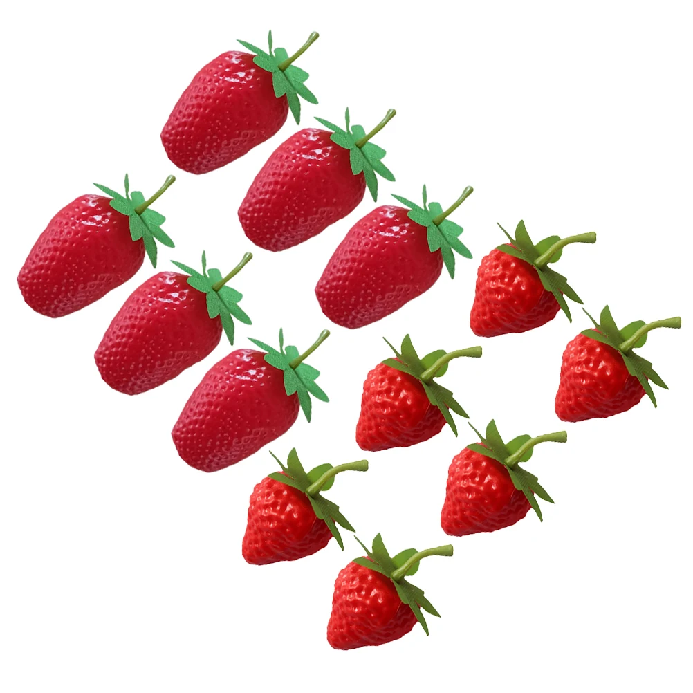

12pcs Artificial Strawberries Decor Ornaments Lifelike Simulation Plastic Fruit Accessory Teaching Tools Faux Strawberry Model
