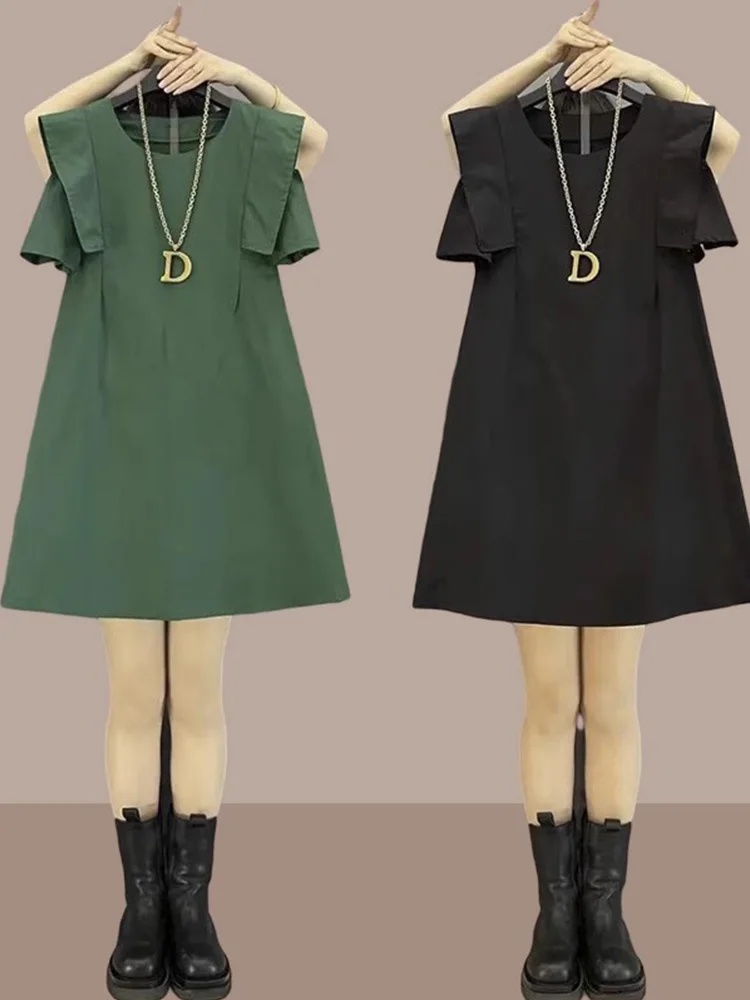 

Новая летняя женская модная платье-трапеция с высокой талией, стройнящего кроя, больших размеров, в сетчатом стиле