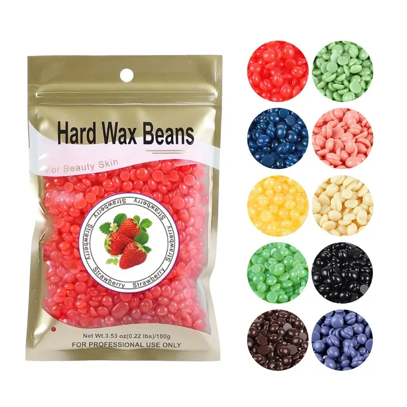 100 G/zak Wax Bonen Geen Strip Ontharingscrème Hete Film Harde Wax Pellet Waxen Bikini Gezicht Benen Body Ontharing Bean voor Vrouwen Mannen