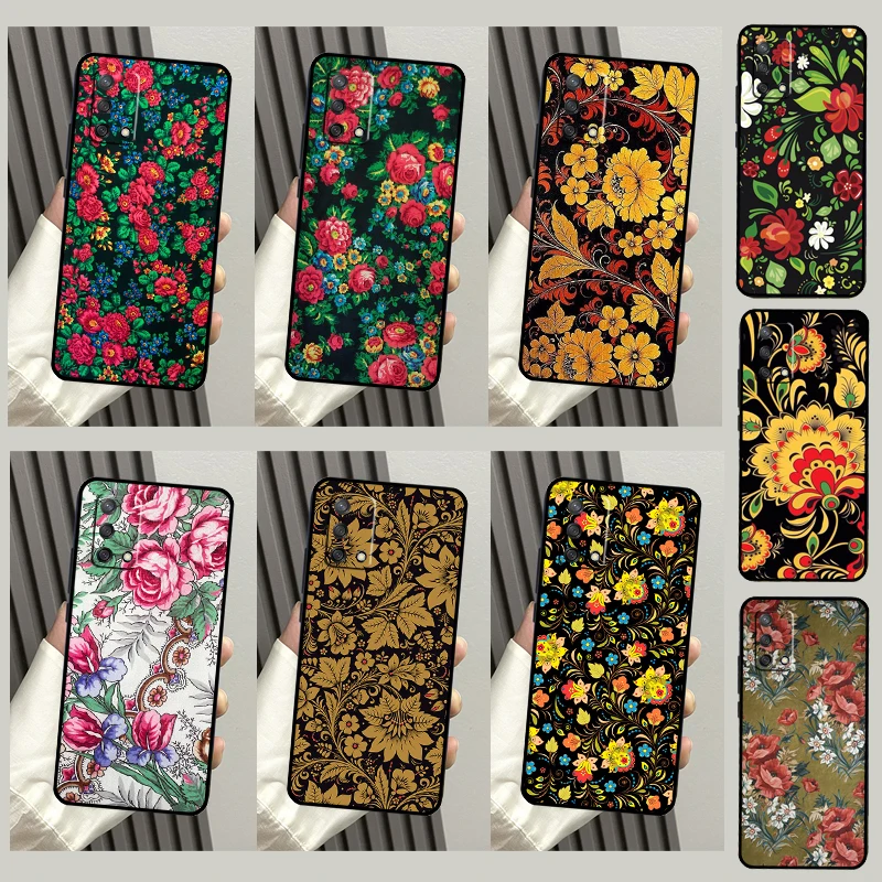 Russian Scarf Floral Case For OPPO A17 A16 A15 A57 A77 A96 A93 A91 A53S A9 A5 A31 A53 A52 A72 A94 A54 A74 Coque