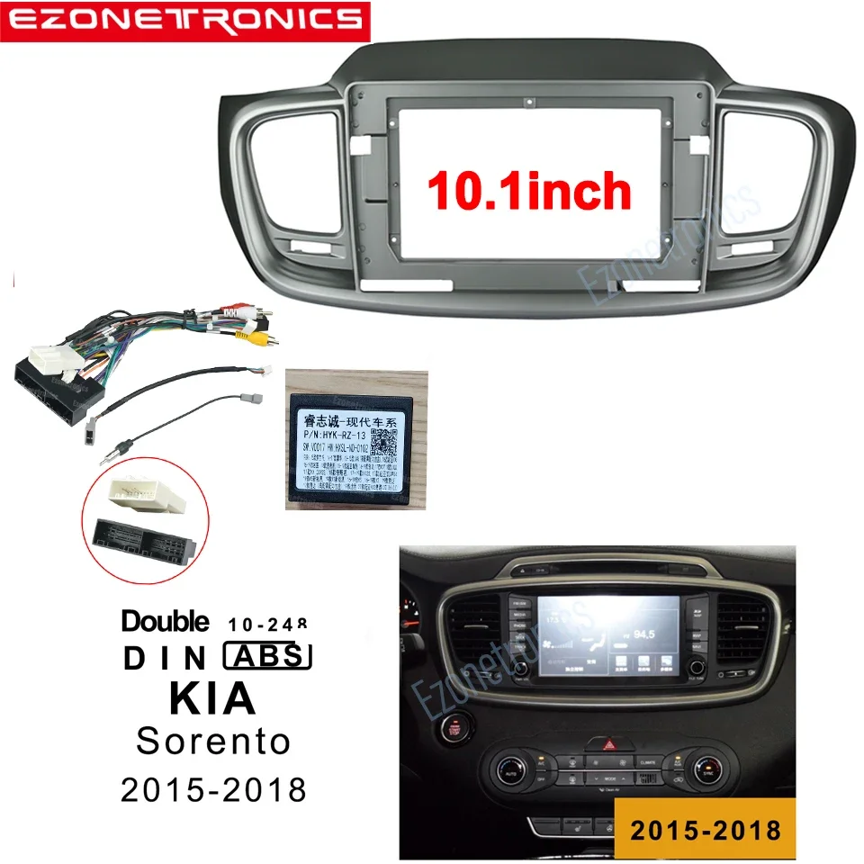 10.1 Inch Car Fascia For KIA Sorento 2015-2018 In-dash Installation Trim Refitting Facia Adaptor Panel Kit Radio DVD Bezel Frame