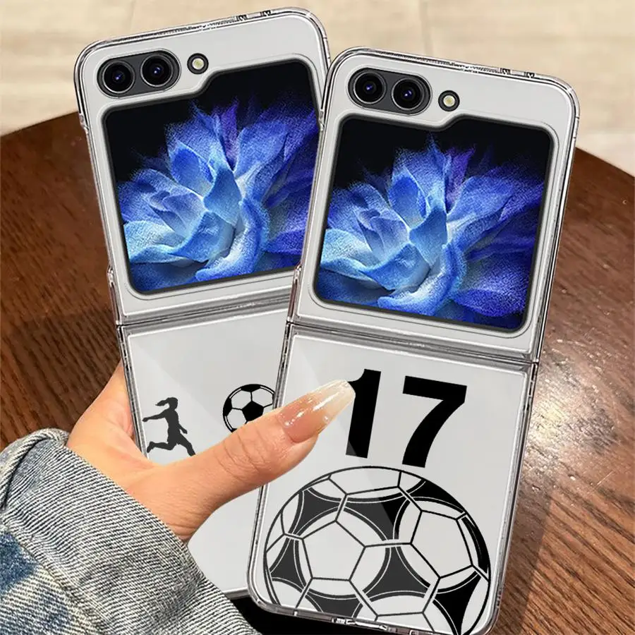 Back Phone Cover Funda Case for Samsung Galaxy Z Flip 7 6 5 4 3 Flip4 Flip6 Flip3 Flip5 Flip7 FE Cartoon Football