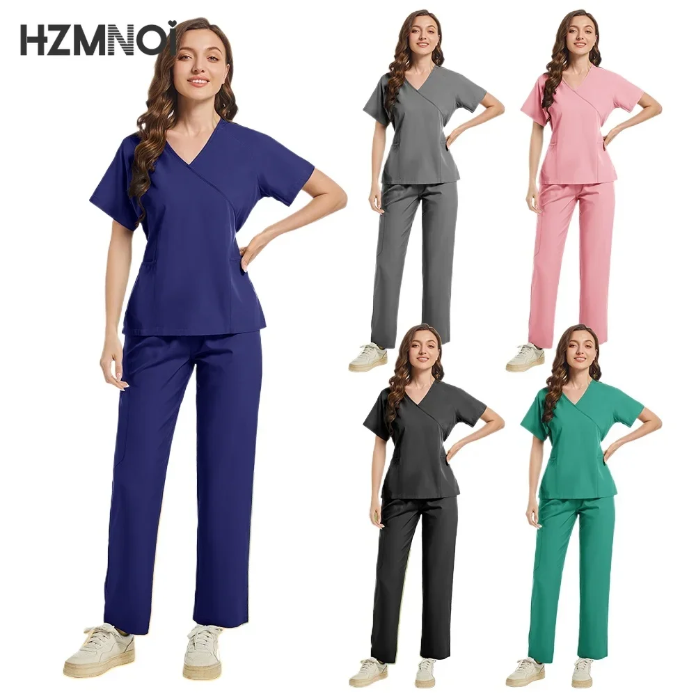 

High Quality Unisex Medical Uniforms for V-neck Nurse Scurbs Set Women Hospital Doctor Workwear Oral Dental Surgery Work Uniform