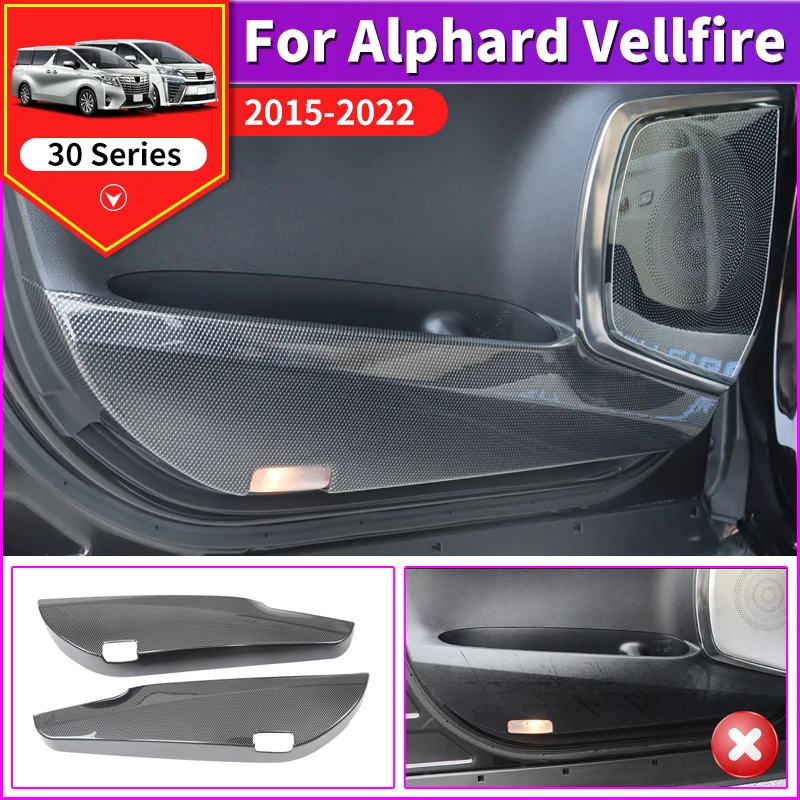 

For Toyota Alphard Vellfire 30 Series 2015-2022 2020 2019 Upgrade Decoration Accessories Car Door Kick Plate Horn Protective Pad