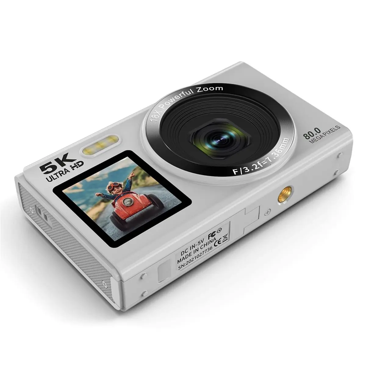 

Цифровая камера 5K, двойной экран, 80 МП, камера для видеоблогов и селфи с 18-кратным зумом для взрослых и студентов, портативный видеорегистратор
