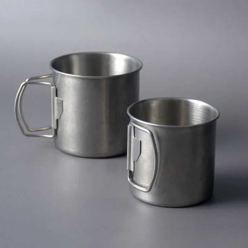 260/350ml Double Wall Anti Scalding Coffee Mug Insulated Foldable Handle Stainless Steel Polishing Beer Tea Juice Drinking Cup #