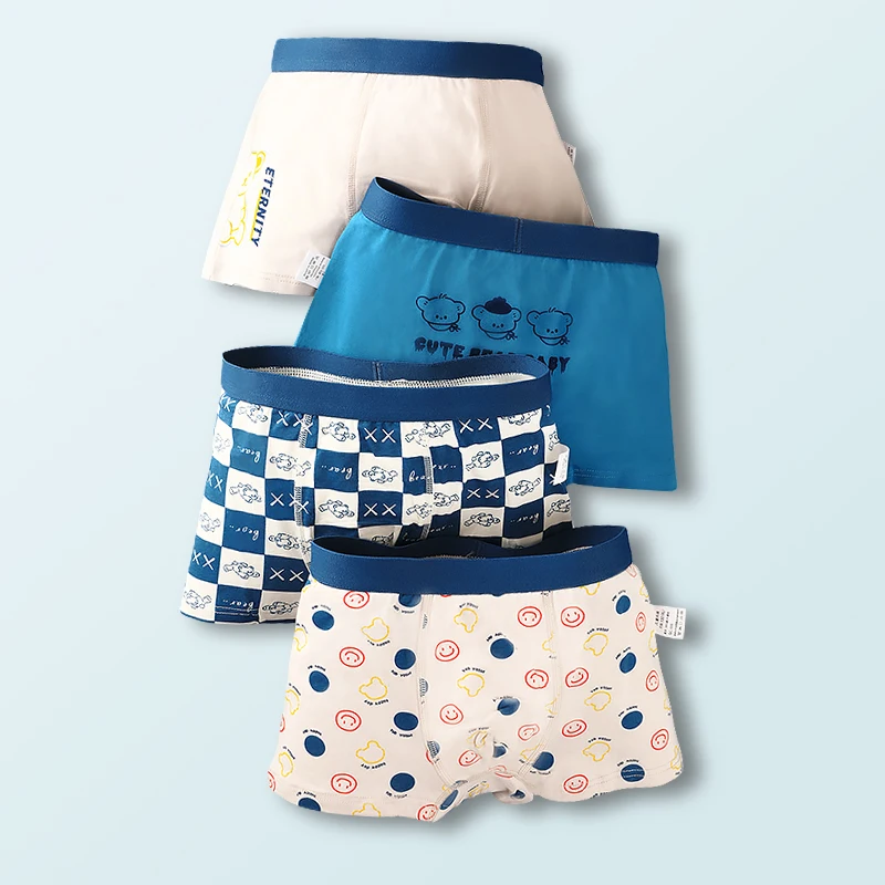 4 Pack Boys Boxer Underwear, Soft Breathable Antibacterial Cotton Shorts for Middle Big Kids, Comfort Boys Underpants No Ride-up