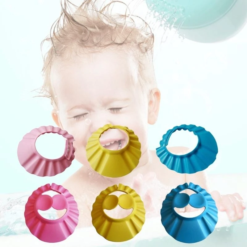 

M76C EVA Shower Cap for Infant Ear Eyes Protective Bath Hat Kid Adjustable Shower Hat