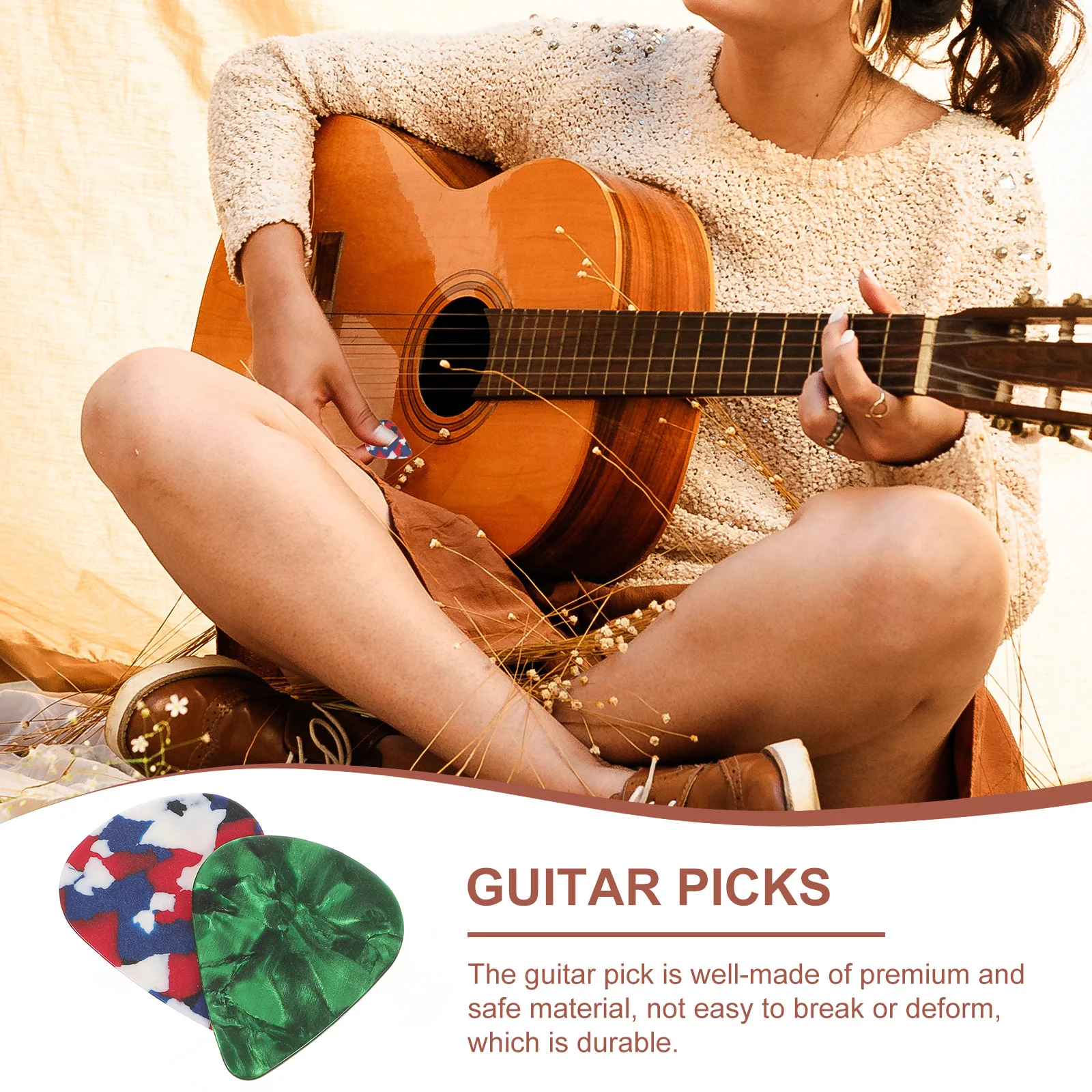 

32pcs Guitar Picks Durable Safe Material Practice Accessories Folk Bass Electric Acoustic Plectrum Ukulele Small Portable