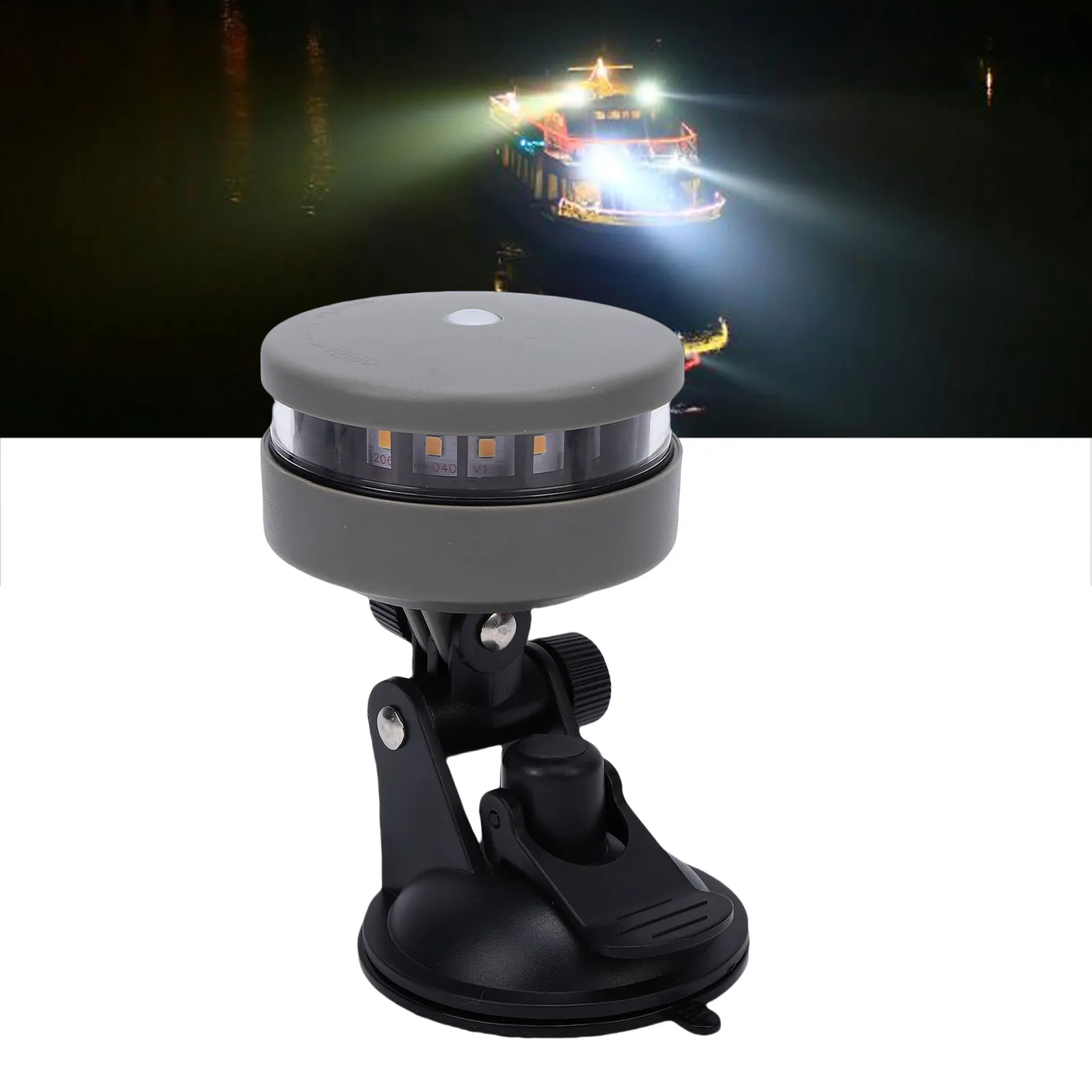 

Навигационный фонарь для лодок 55LM, видимость 2 морских мили, теплый белый свет, IP67, светодиодный якорный фонарь на батарейках с присоской