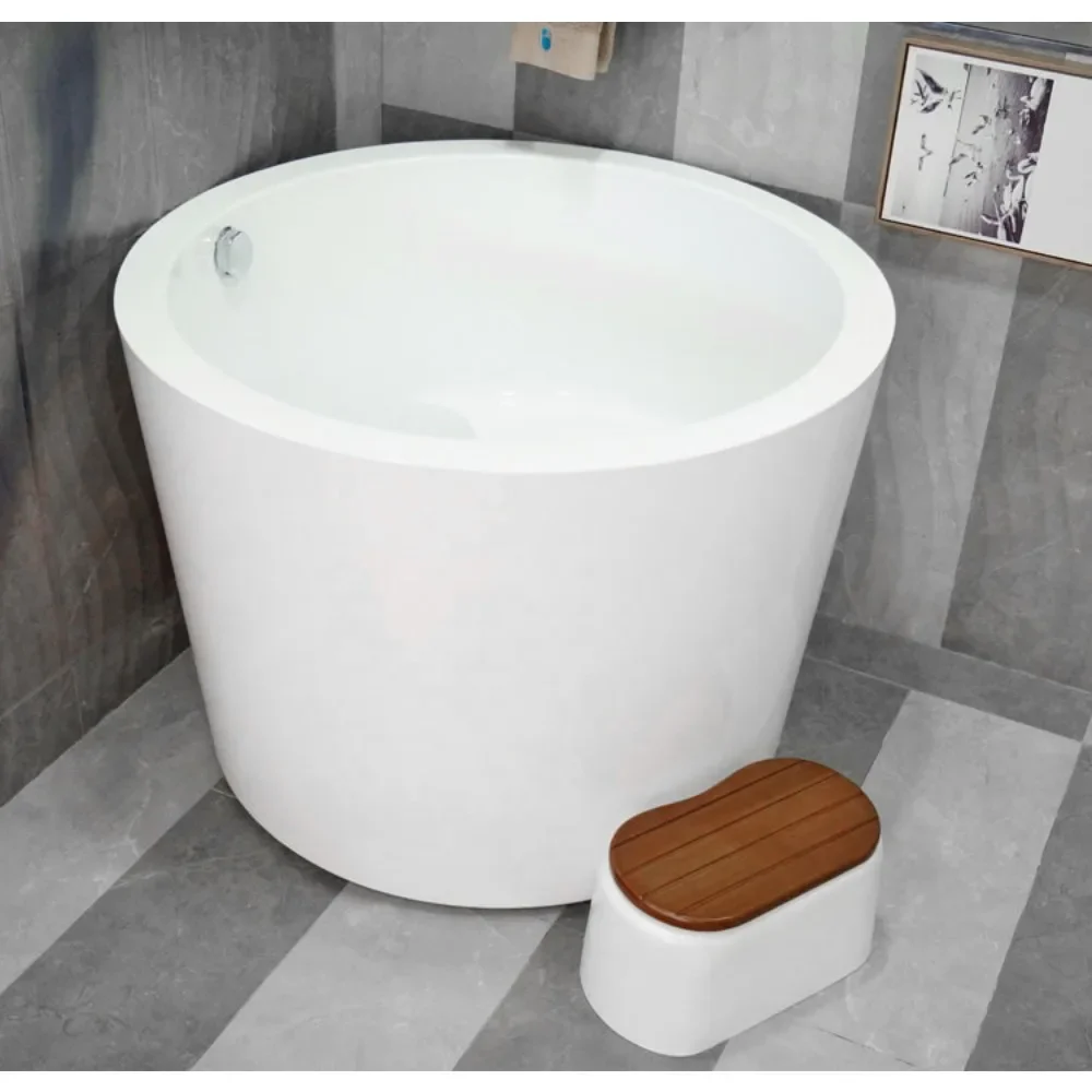 

Corner Install Round Shape Bathtub Very Small Deep Soaking Japanese Bath Tub