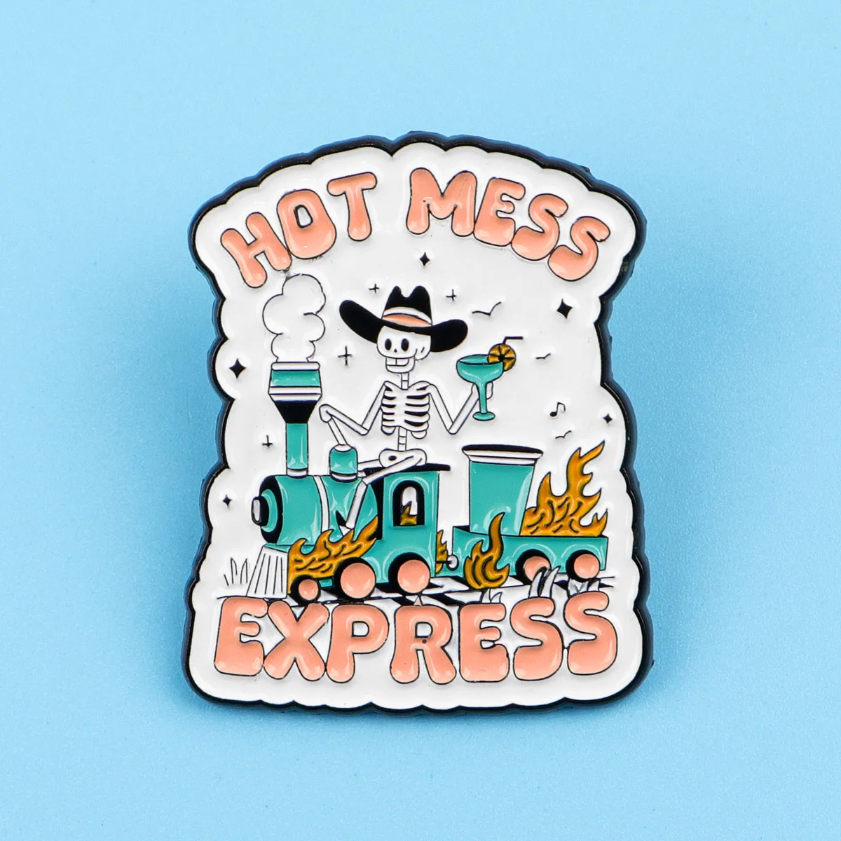 Skeleton and Train Enamel Pins Cartoon Brooches Badge Lapel Pin For Backpack Clothes Accessories Funny Jewelry Birthday Gifts