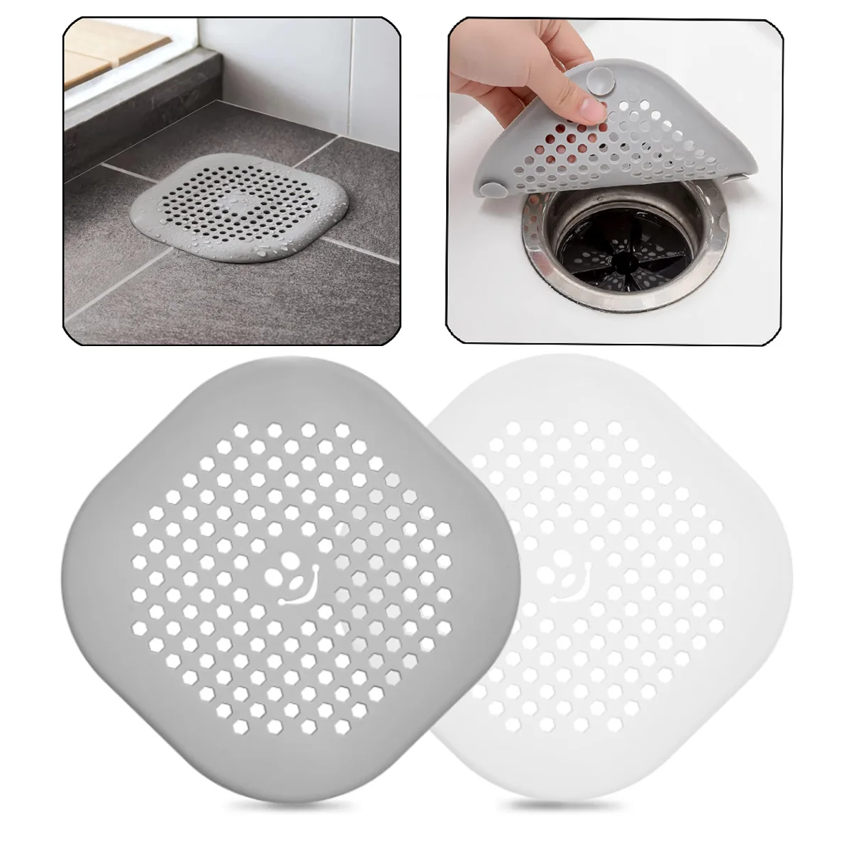 

3PCS Clogging Silicone Floor Drain Cover for Sink, Bathroom Drainage Outlet, Hair Anti Clogging Filter, Sewer Outlet, Filter SCR