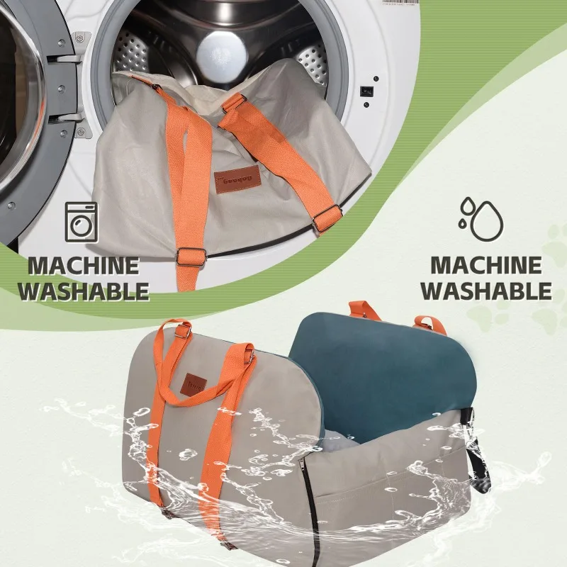 Waterproof Dog Booster Seat with Storage Pockets and Clip-On Safety Leash, Portable Dog Travel Carrier Bed up to 25lbs