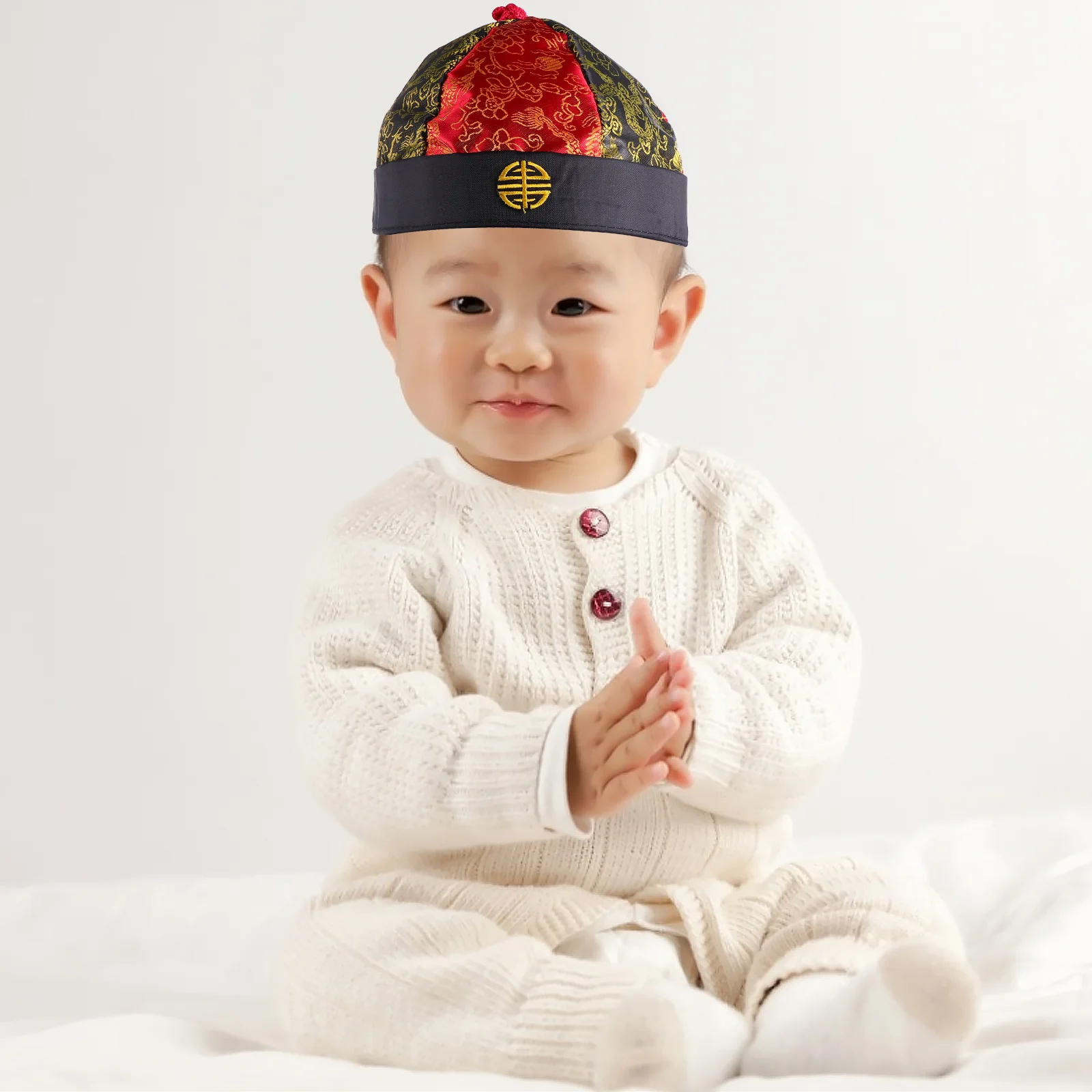 4 Pcs Prince Hat Styles Hats Vintage -wears Baby Creative Qing Dynasty Fabric Beautiful Patterns Braided