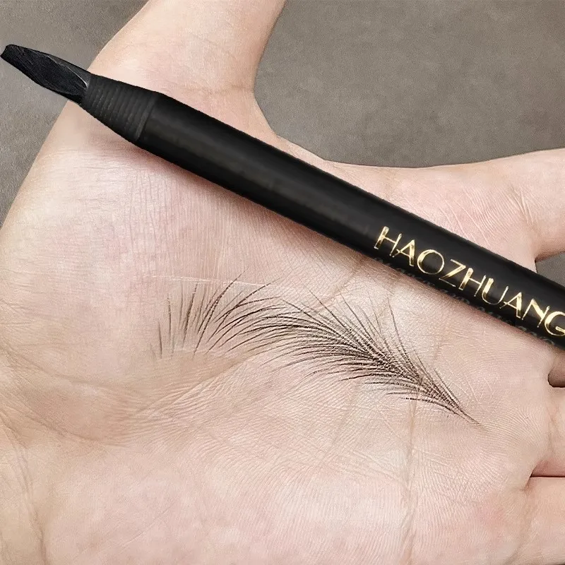 High quality HAOZHUANG pull eyebrow pencil black leather makeup wild line eyebrow pencil hard core flat head pen White pen