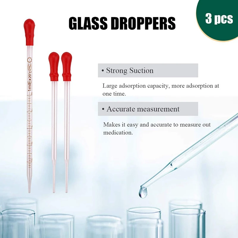 Glass Graduated Measuring Cylinders Set,Premium Borosilicate Cylinders Kit with 3 Pipettes+2 Brushes+1 Stirring Rod