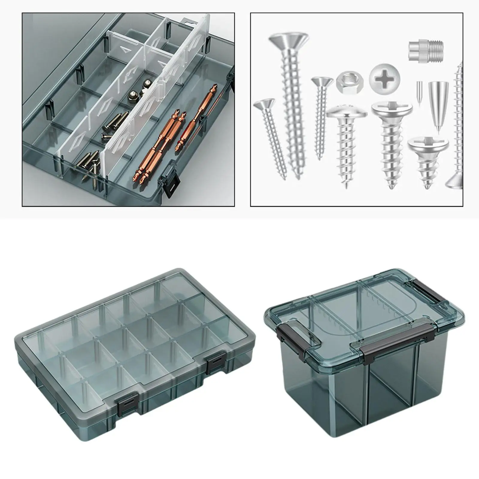 

Small Parts Storage Box Container Screw Organizer Clear Case for Hardware Screws