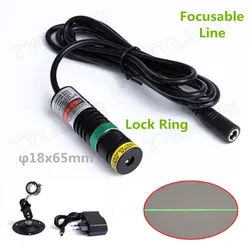 Glass Line D18X65 12V Focusable 520nm Green Laser 10mW 20mW 30mW 50mW 80mW Laser Module For Cutting Mechanical Positioning