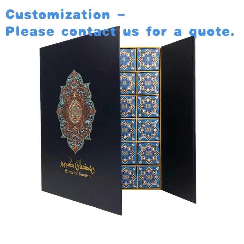 

custom.Custom Hot Stamping Ramadan 30 Days Advent Calendar Magnet Box Foil Printed Packaging Paper Box