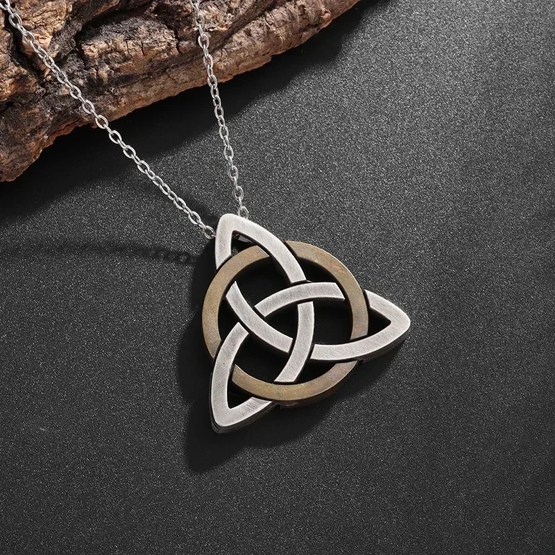 Retro Punk Two Color Celtic Knot Amulet Pendant Necklace for Men Women Fashion Hip Hop Lucky Irish Jewelry