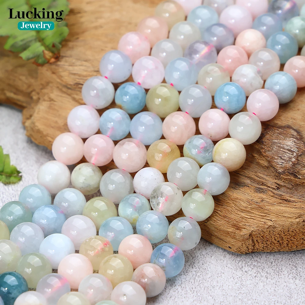 

A+ Natural Beryl Morganite Loose Spacer Beads For Jewelry Making DIY Bracelets Accessories 15'' 4-12mm