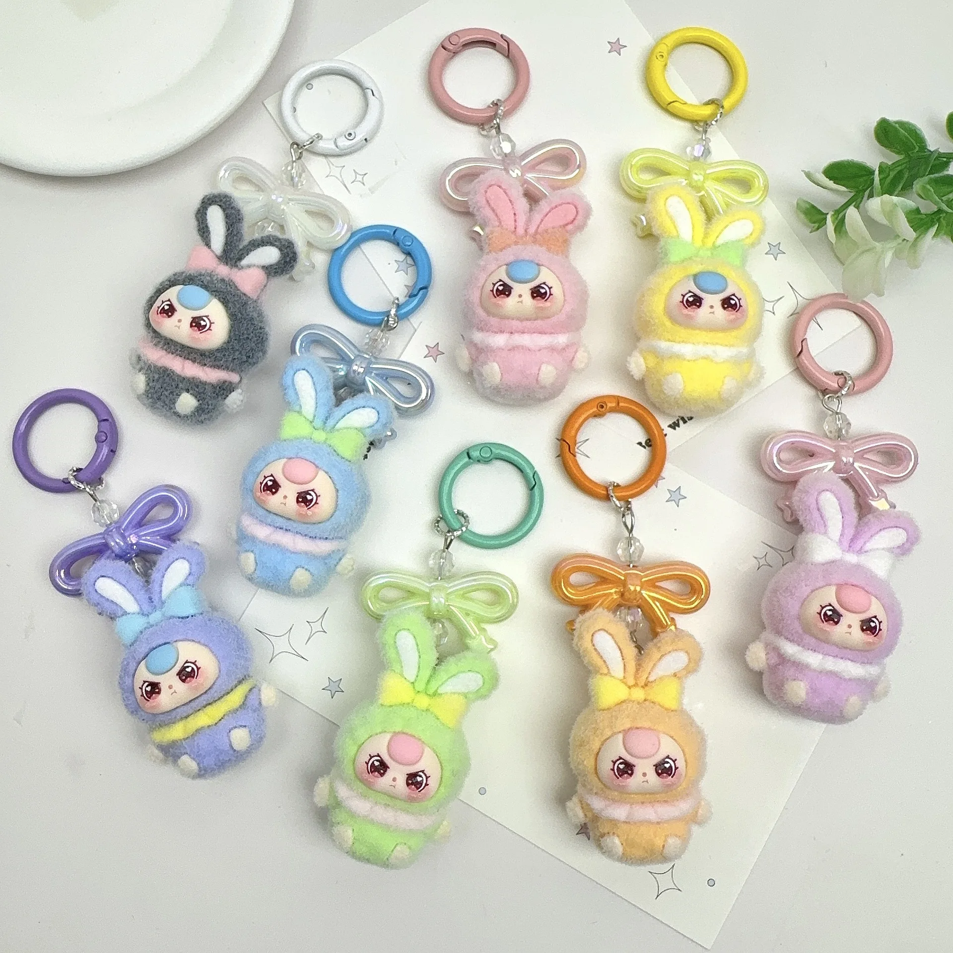 إكسسوارات لطيفة على شكل أرنب للأطفال بعمر 3 سنوات - سلسلة مفاتيح خرز كرتونية لطيفة، شماعة حقيبة، قلادة، لعبة عصرية، إكسسوار #1