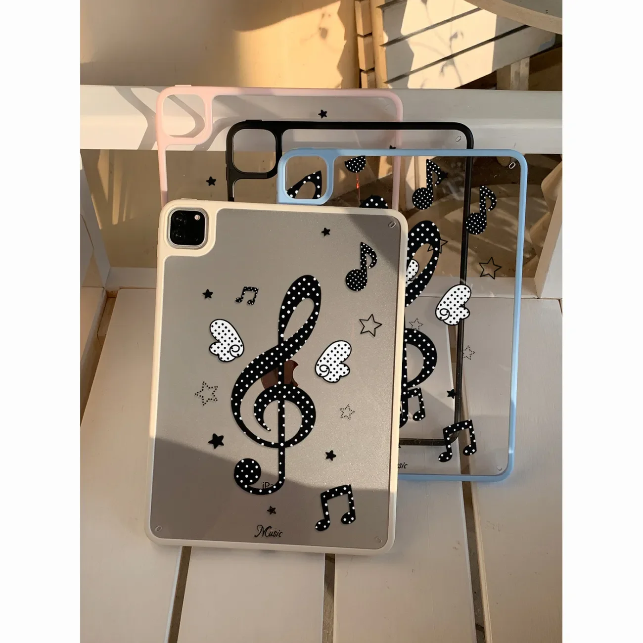 

Чехол-подставка с музыкальными нотами и крыльями ангела в корейском стиле для iPad Air 4 5 6 Pro 11 12.9in 13in M4 M5 2024 2025 10.9in Mini 7 6, простой чехол