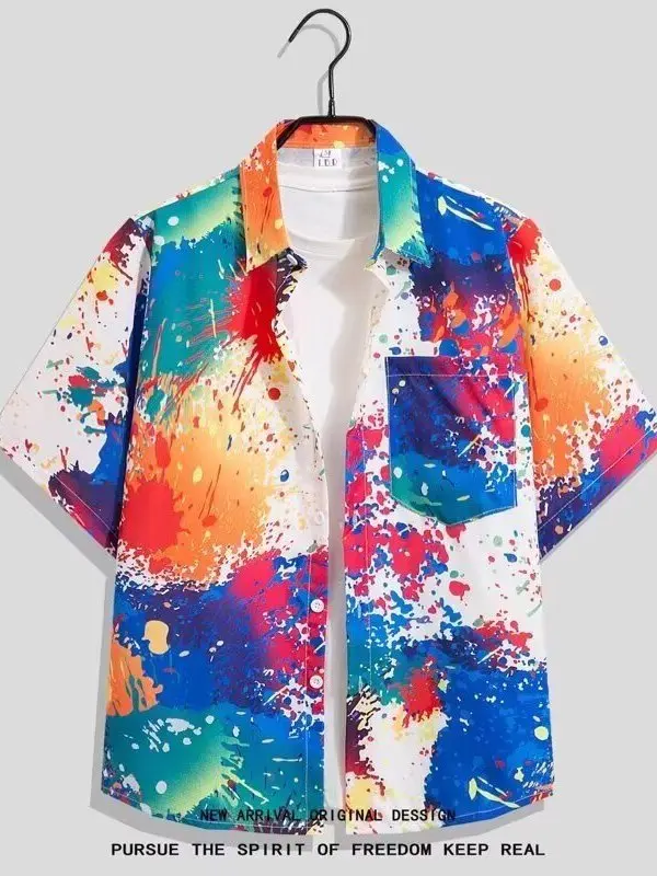 

Новая летняя мужская одежда с гавайскими цветами irt ort Sve Thin Ice Silk Beach irt Hong Kong Sle Couple Holiday Island Wear