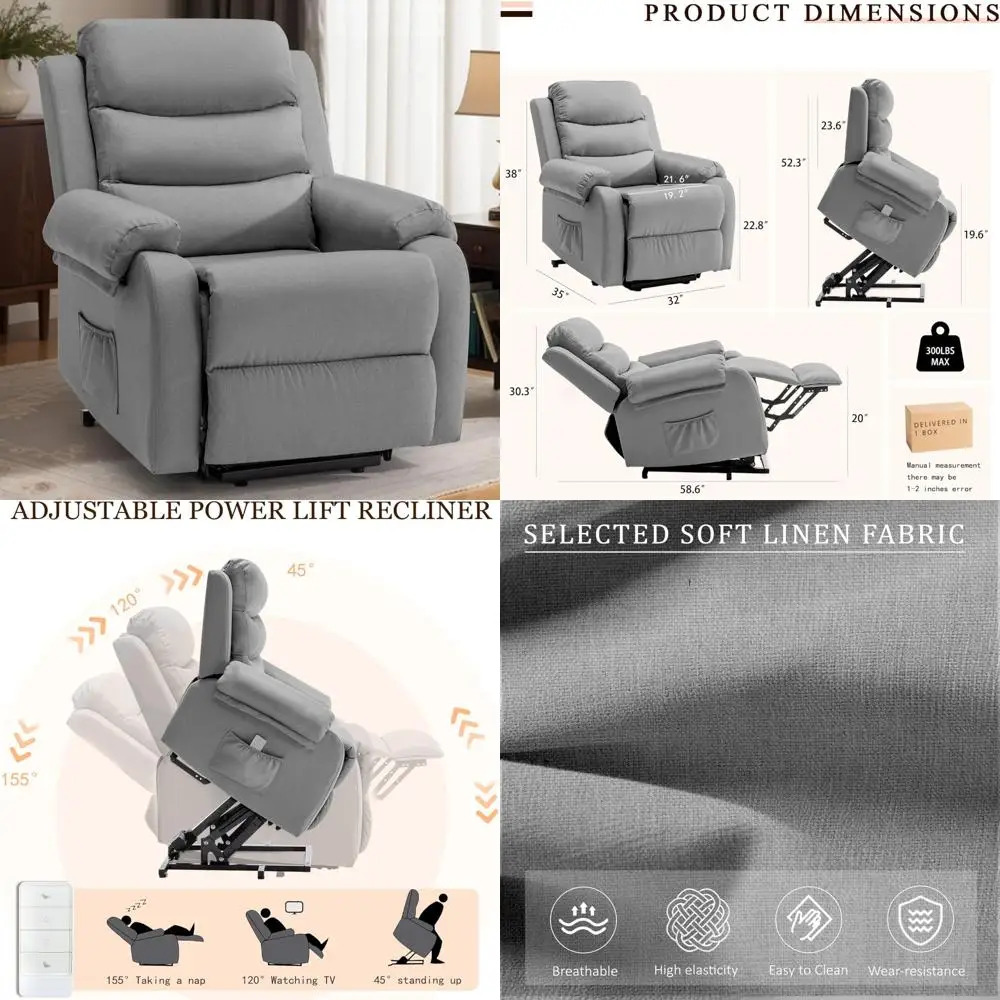 Silla reclinable con elevación eléctrica para personas mayores, sillón reclinable pequeño para adultos con asistencia para personas mayores, silla elevadora individual eléctrica para un mar cómodo