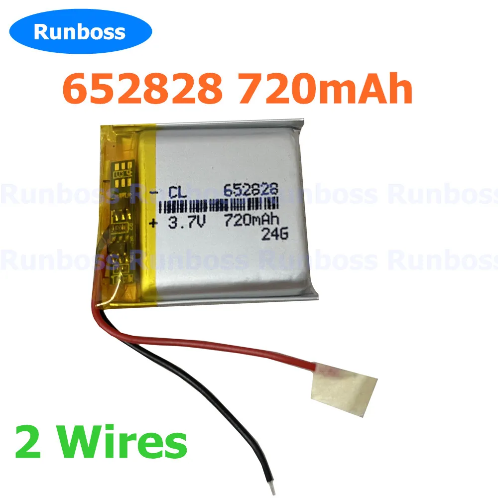 1-10pcs 3.7V 720mAh 652828 Li-ion Polymer Battery For Mitu Children's Smart Watch Reading Pen Toys 632933 663030 673030 2 Wires