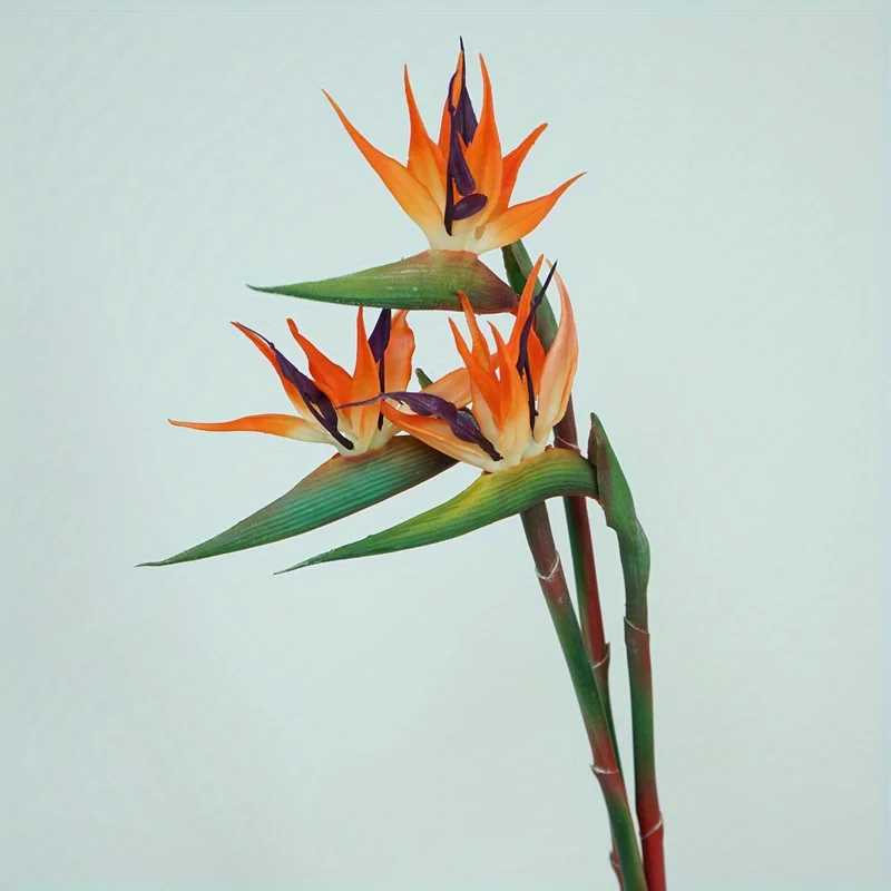 3pcs Kunstmatige Paradijsvogel Bloemen Rubber Strelitzia 24.5 ''Lange Steel Bloem Geschikt Voor DIY Home Party Thema decor
